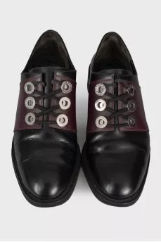Leather mid-heel shoes