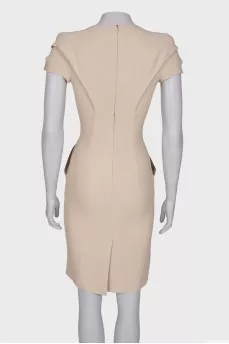 Beige V-neck dress