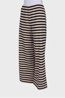 Striped trousers with tag