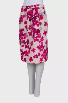 Beige skirt in pink floral print