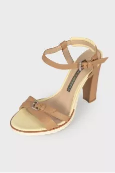 Leather heeled sandals