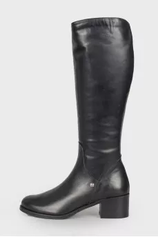 Leather block heel boots