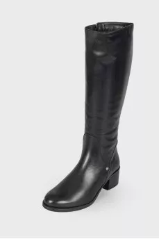 Leather block heel boots