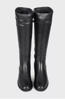 Leather block heel boots