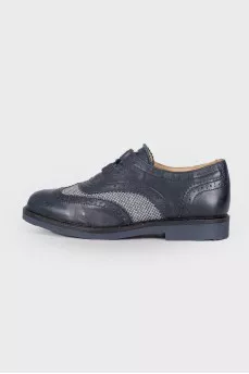 Dark blue leather oxford shoes