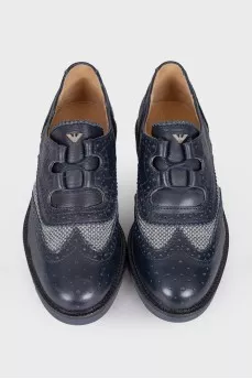 Dark blue leather oxford shoes