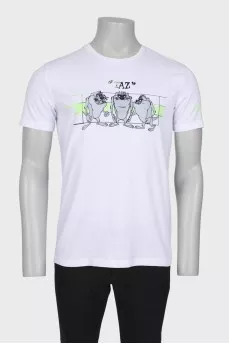 Men's white printed T-shirt