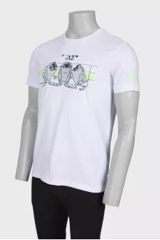 Men's white printed T-shirt