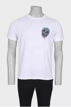 Men's white printed T-shirt