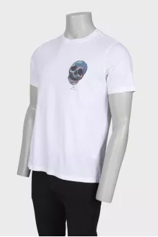 Men's white printed T-shirt