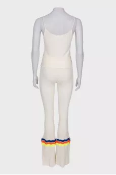 Beige suit with bright stripes