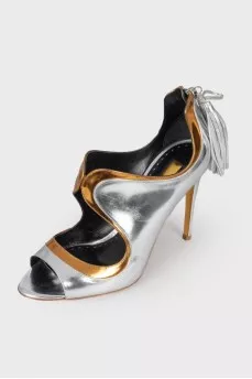 Silver tassel sandals