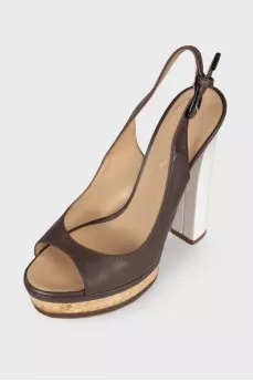Straw weave leather sandals