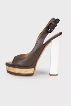Straw weave leather sandals