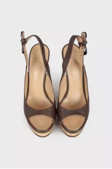 Straw weave leather sandals
