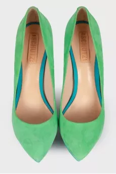 Suede green and blue pumps