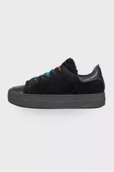 Black lace-up sneakers
