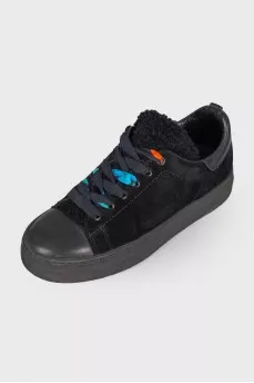 Black lace-up sneakers