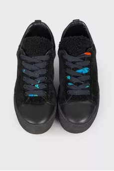 Black lace-up sneakers