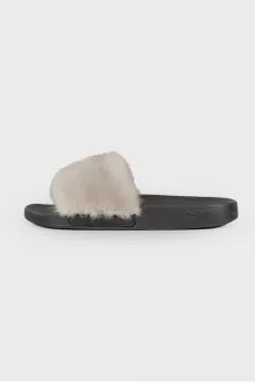 Slippers with mink fur