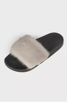 Slippers with mink fur
