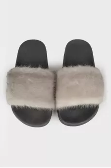 Slippers with mink fur