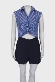 Two-tone romper with drapery