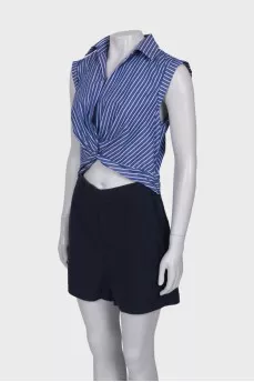 Two-tone romper with drapery