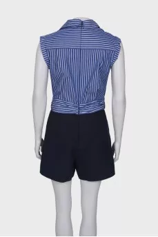 Two-tone romper with drapery