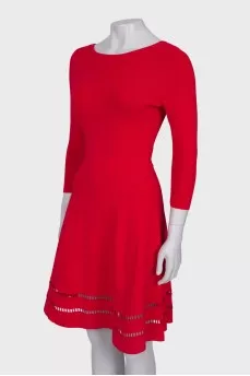 Red dress with A-symmetrical hem
