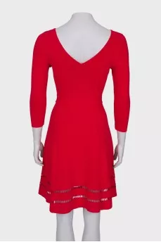 Red dress with A-symmetrical hem