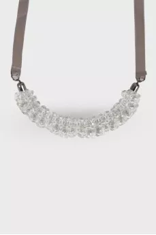 Knitted necklace with rhinestones