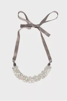 Knitted necklace with rhinestones