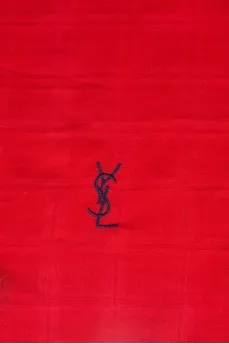Red scarf with embroidered logo