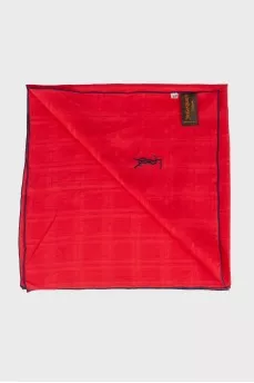 Red scarf with embroidered logo