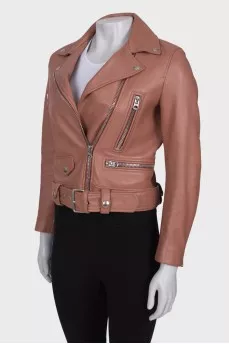 Dark pink leather jacket