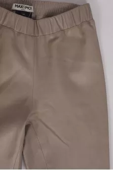 Beige leather leggings
