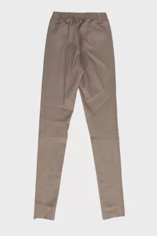 Beige leather leggings