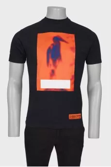Men's T-shirt with orange print