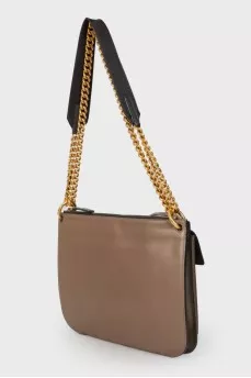 Dark olive leather combo bag