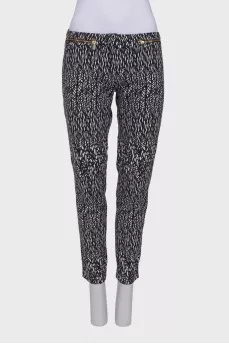 Black and white patterned trousers
