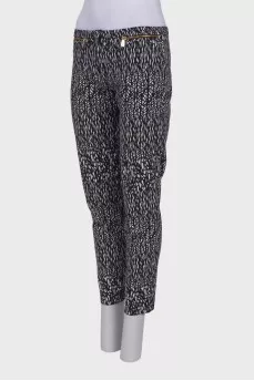 Black and white patterned trousers