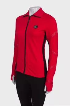 Sports red jacket with a zipper
