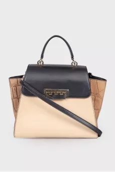 Trapezoidal bag in leather