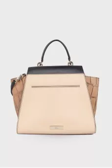 Trapezoidal bag in leather