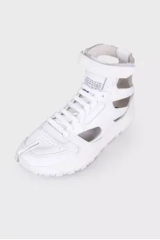 Leather trainers with velcro