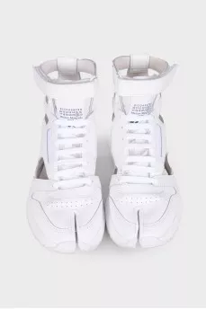 Leather trainers with velcro