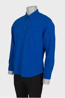 Men's blue checked shirt