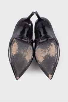 Leather ankle boots with rhinestones