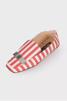 Textile loafers with square toe